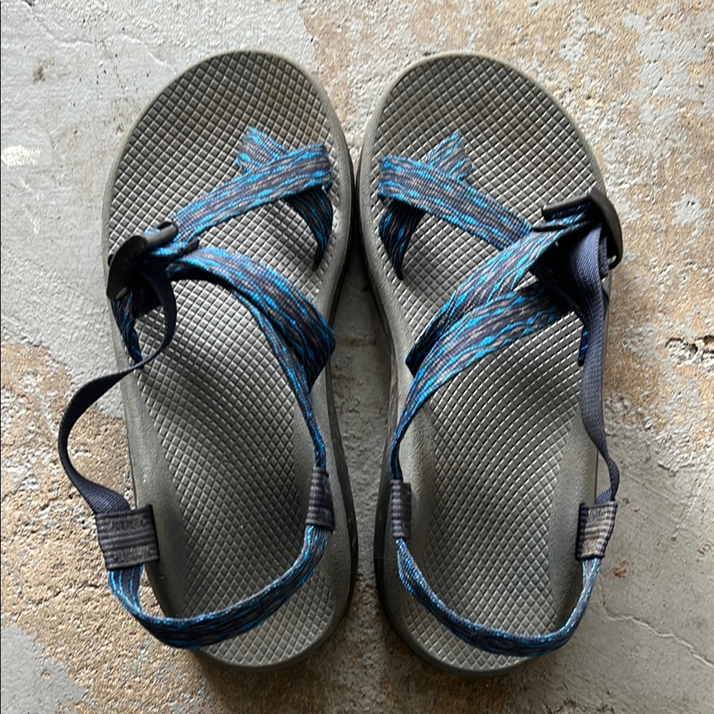 Gray and Blue Strappy Sandals